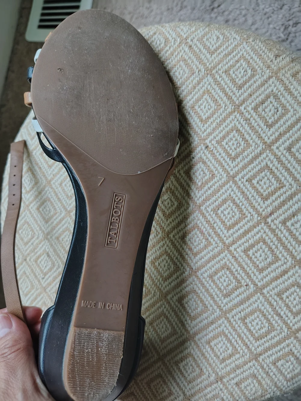 Talbots Black Strappy Wedge Sandals with Neutral Straps